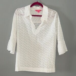 Lilly Pulitzer White Eyelet Ginger Blouse